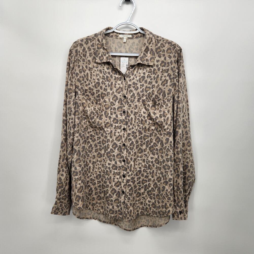NWT Marurices Leopard Print‎ Button Down Long Sleeve Blouse Women's Plus Top 0x